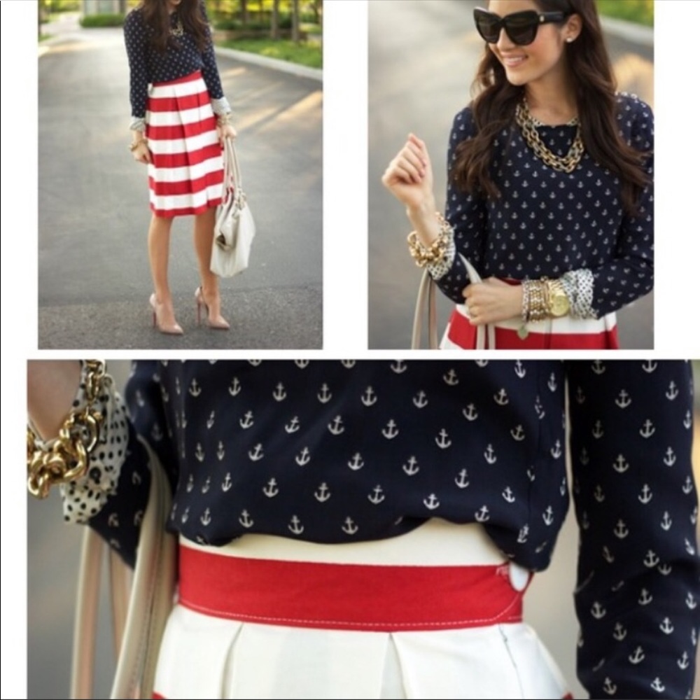j.crew anchor silk blouse 6